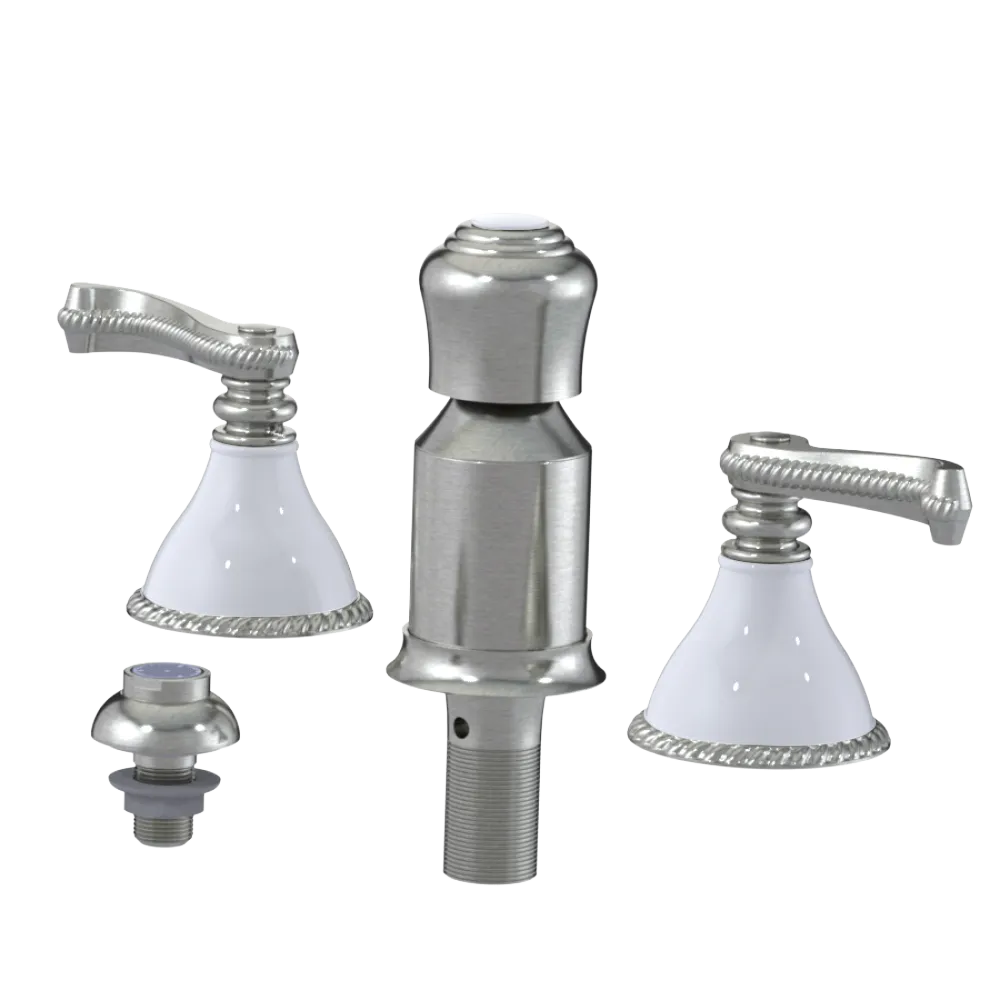 Rubinet Bidet Fitting with Spray, Diverter, and Vacum Breaker (Less Drain) Satin Nickel