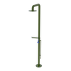 Rubinet Pressure Balance Outdoor Shower with Foot Rinse & 10" Shower Head (with shelf) - 304 Stainless Steel Green Envy