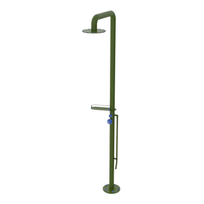 Rubinet Pressure Balance Outdoor Shower with Foot Rinse & 10" Shower Head (with shelf) - 304 Stainless Steel Green Envy