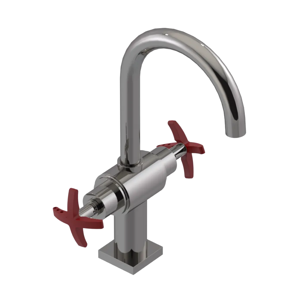 Rubinet Single Hole Dual Handle Lav. Set. (less drain) Polished Nickel