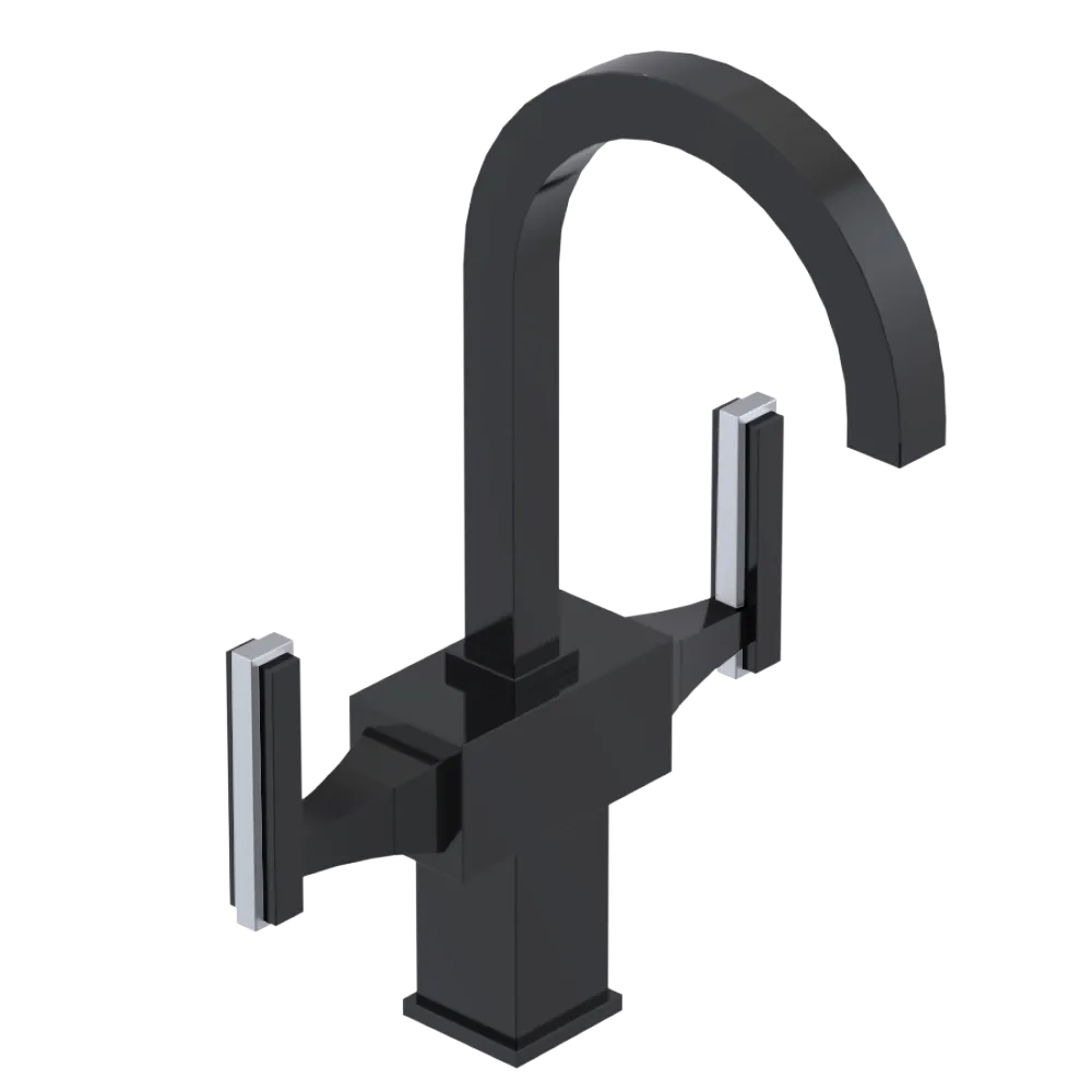Rubinet Single Hole Dual Handle Lav. Set. (less drain) Black