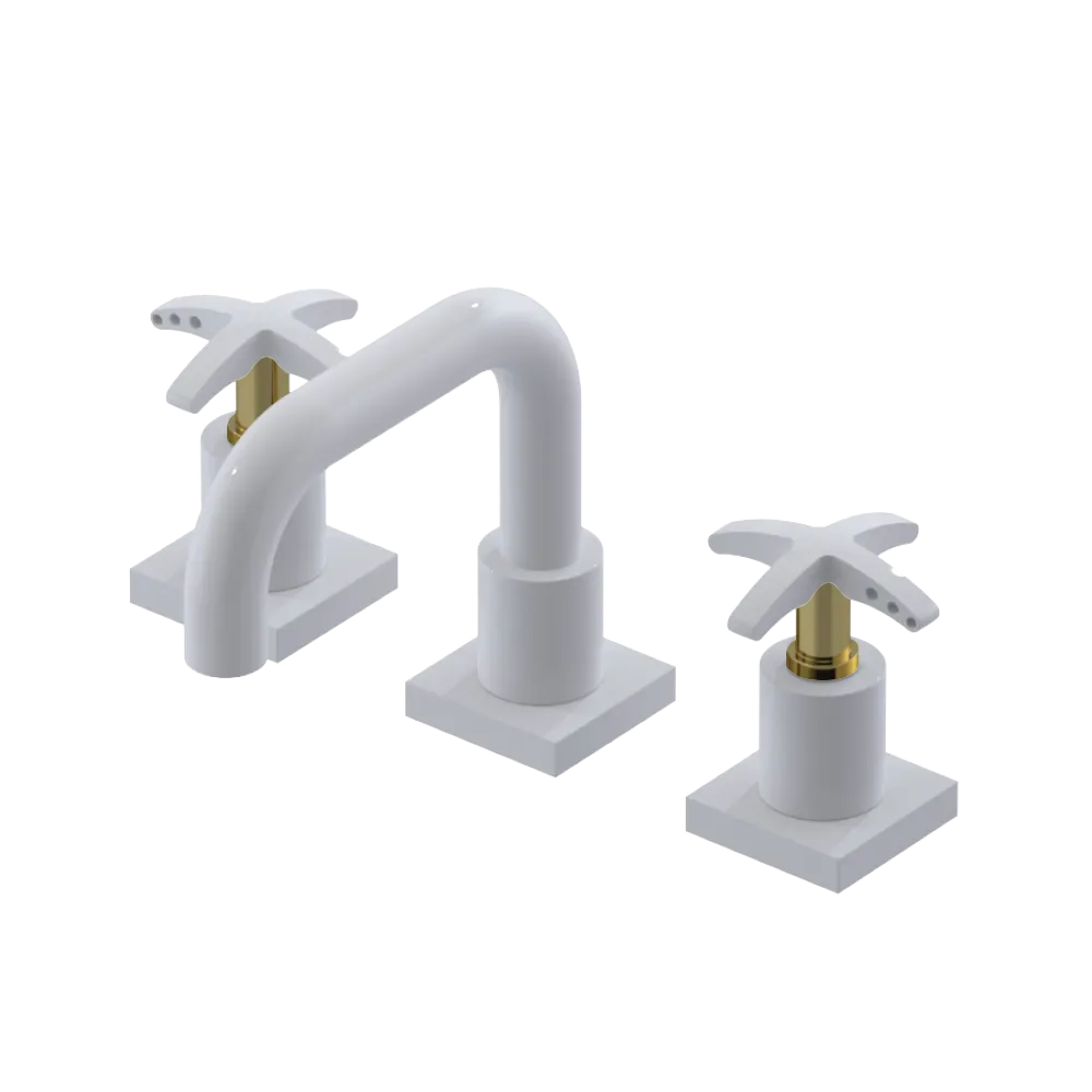 Rubinet Widespread Lav. Set. with Genesis spout (less drain) White