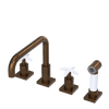 Rubinet Widespread Kitchen Set with Genesis Spout with Hand Spray Tuscan Brass