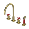 Rubinet Widespread Kitchen Set with Hand Spray Natural Brass
