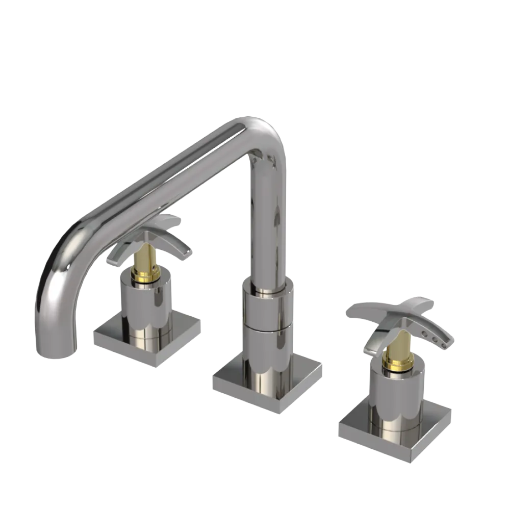 Rubinet Widespread Kitchen Set with Genesis Spout Polished Nickel