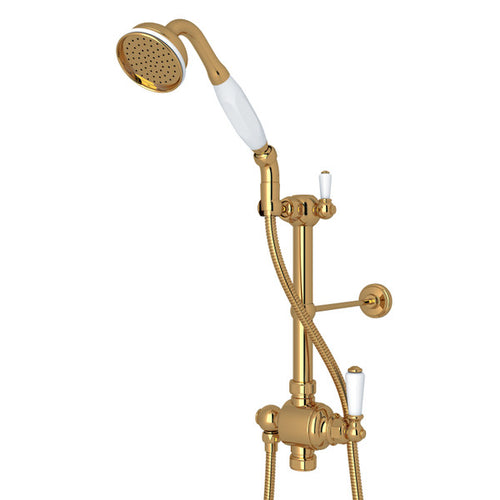 Perrin & Rowe Riser Diverter Handshower Hose Parking Bracket & 8" Thermostatic Outlet