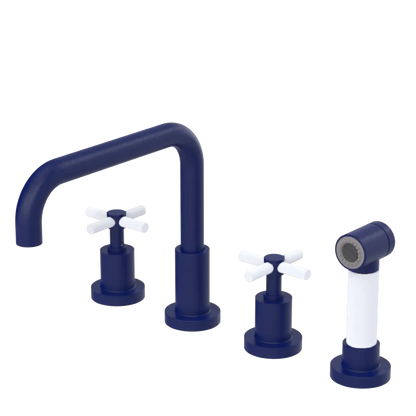 Rubinet Widespread Kitchen Set with Hand Spray Midnight Blue