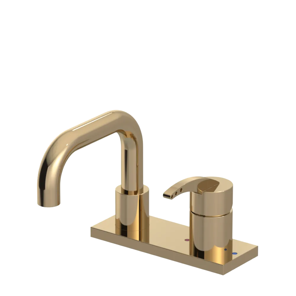 Rubinet 4" Centre Single Control Lav. Set. with Genesis spout (less drain) Gold
