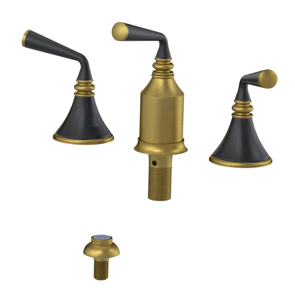 Rubinet Bidet Fitting with Spray, Diverter, and Vacum Breaker (Less Drain) Antique Brass Matt