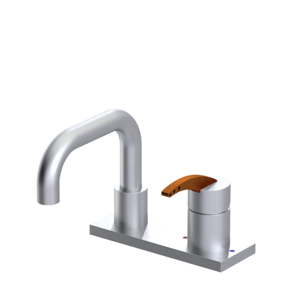 Rubinet 4" Centre Single Control Lav. Set. with Genesis spout (less drain) Satin Chrome