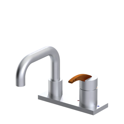 Rubinet 4" Centre Single Control Lav. Set. with Genesis spout (less drain) Satin Chrome