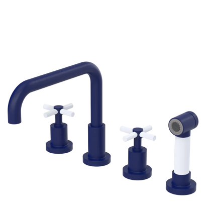 Rubinet Widespread Kitchen Set with Hand Spray Midnight Blue