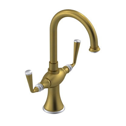 Rubinet Single Hole Dual Handle Lav. Set. (less drain) Antique Brass Matt
