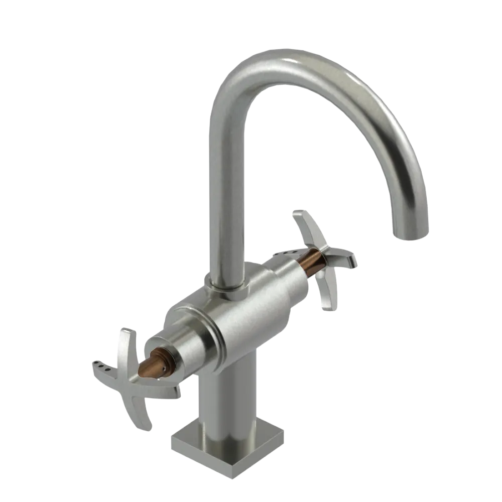 Rubinet Single Hole Dual Handle Lav. Set. (less drain) Satin Nickel