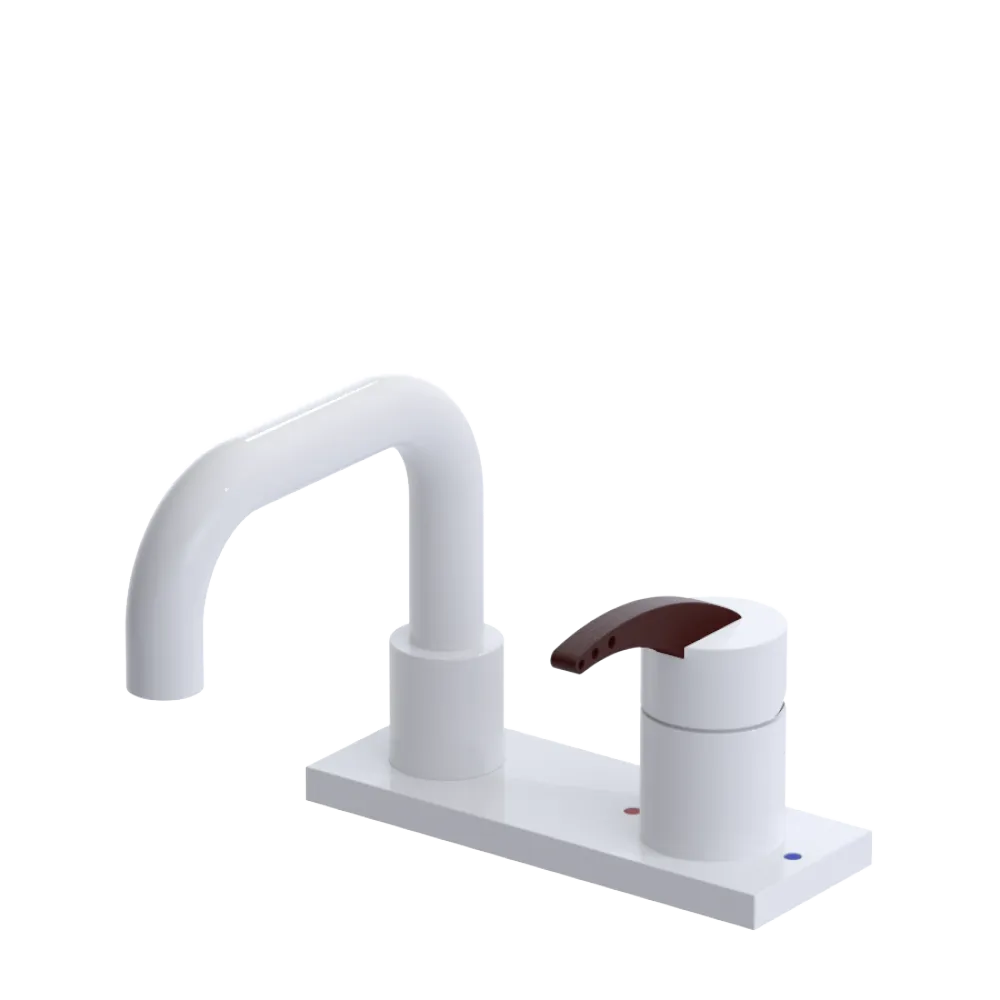 Rubinet 4" Centre Single Control Lav. Set. with Genesis spout (less drain) White