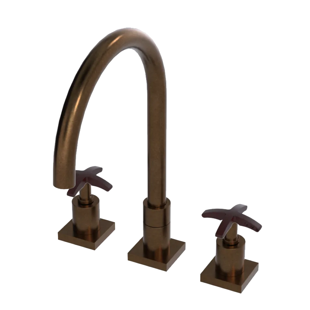 Rubinet Widespread Kitchen Set Tuscan Brass
