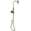 Rubinet Hand Held Shower Bidet with Extended Reach & Dual Function Spray Including Wall Bracket with Supply & Hose (Square) Natural Brass
