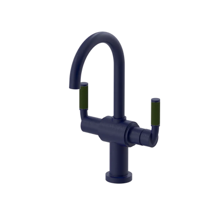 Rubinet Single Hole Dual Handle Lav. Set. (less drain) Midnight Blue
