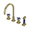 Rubinet Widespread Kitchen Set with Hand Spray Natural Brass