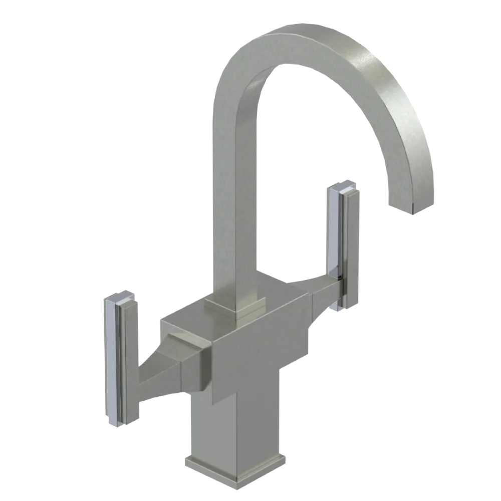 Rubinet Single Hole Dual Handle Lav. Set. (less drain) Satin Nickel