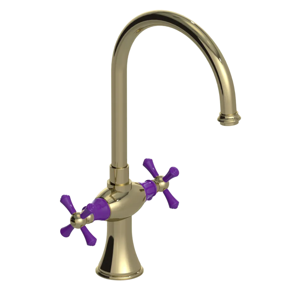 Rubinet Two Handle Single Hole Kitchen Set Natural Brass