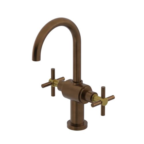 Rubinet Single Hole Dual Handle Lav. Set with LaSalle Spout (less drain) Tuscan Brass