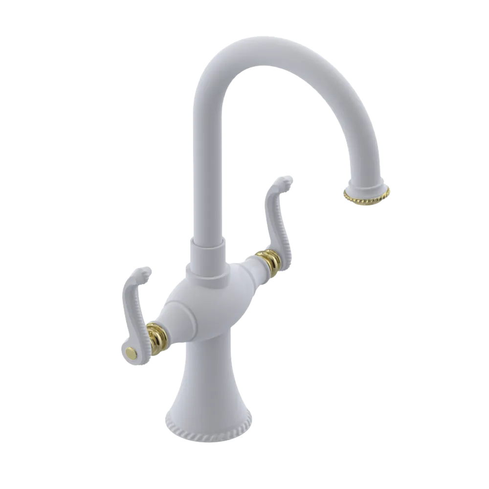 Rubinet Single Hole Dual Handle Lav. Set. (less drain) Matt White