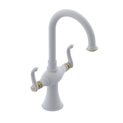 Rubinet Single Hole Dual Handle Lav. Set. (less drain) Matt White
