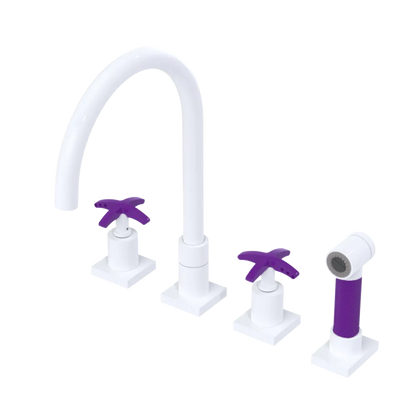 Rubinet Widespread Kitchen Set with Hand Spray White