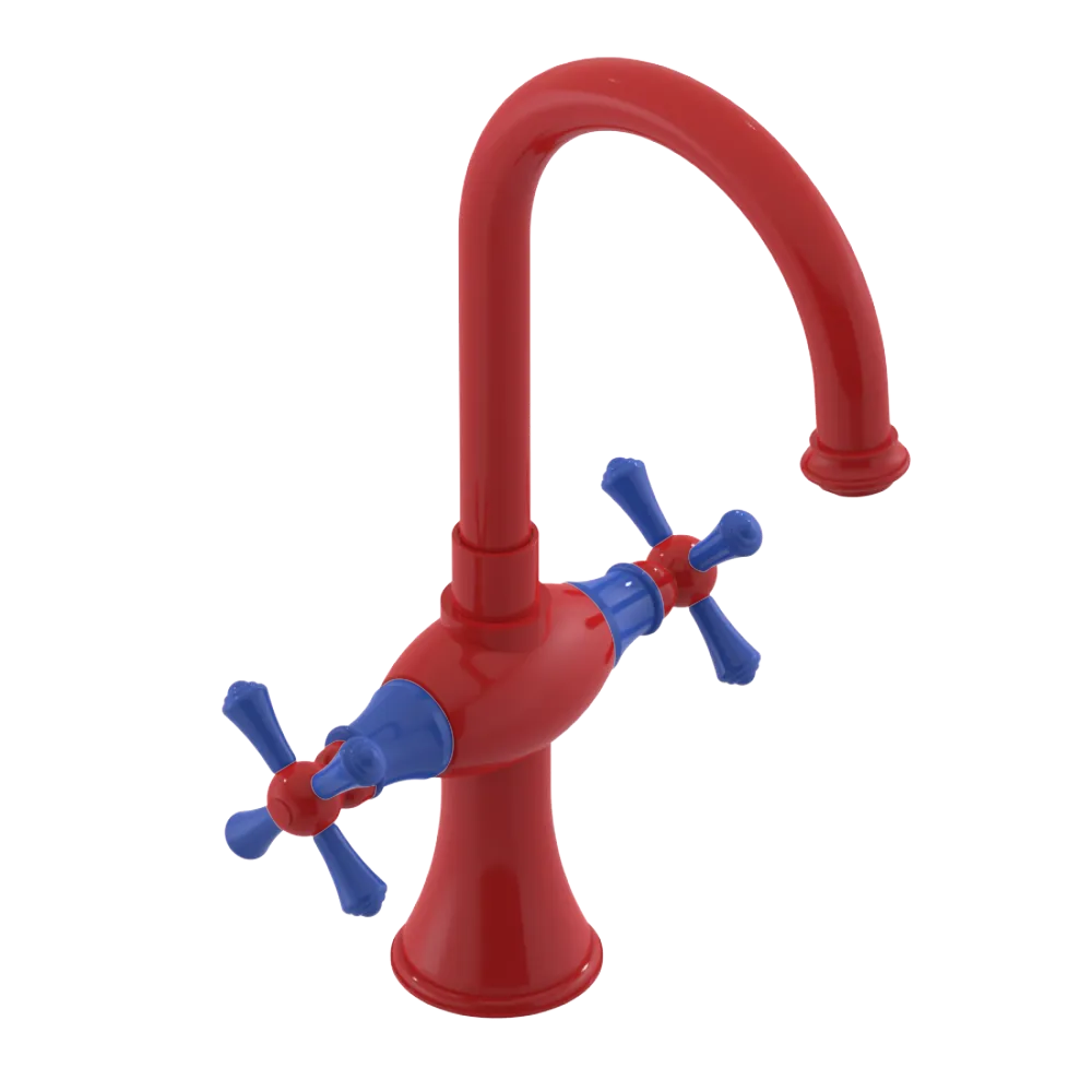Rubinet Single Hole Dual Handle Lav. Set. (less drain) Red