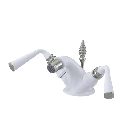 Rubinet Single Hole Dual Handle Bidet Fitting (Less Drain) White
