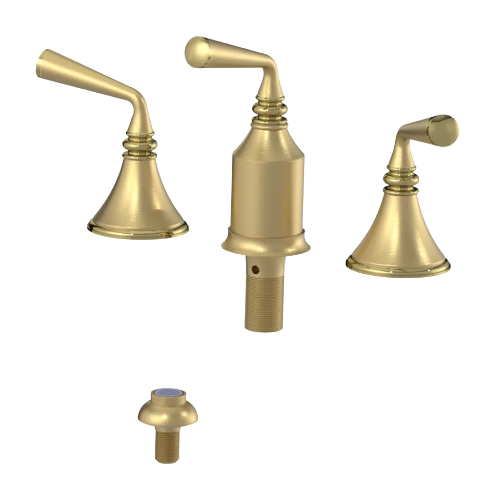 Rubinet Bidet Fitting with Spray, Diverter, and Vacum Breaker (Less Drain) Satin Brass