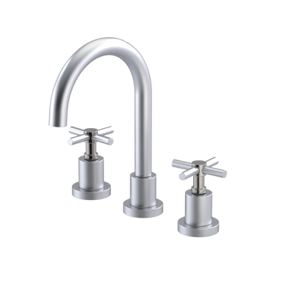 Rubinet Widespread Lav. Set. (less drain) Satin Chrome