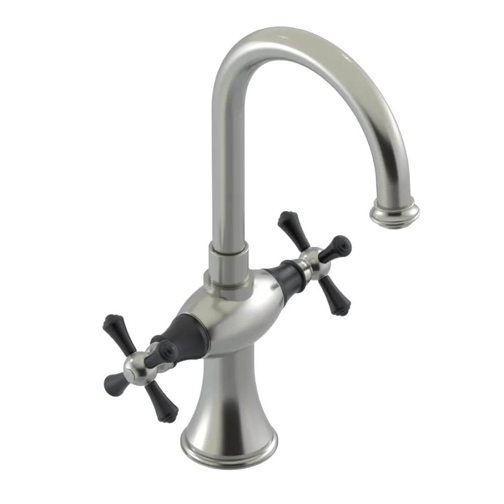 Rubinet Single Hole Dual Handle Lav. Set. (less drain) Satin Nickel
