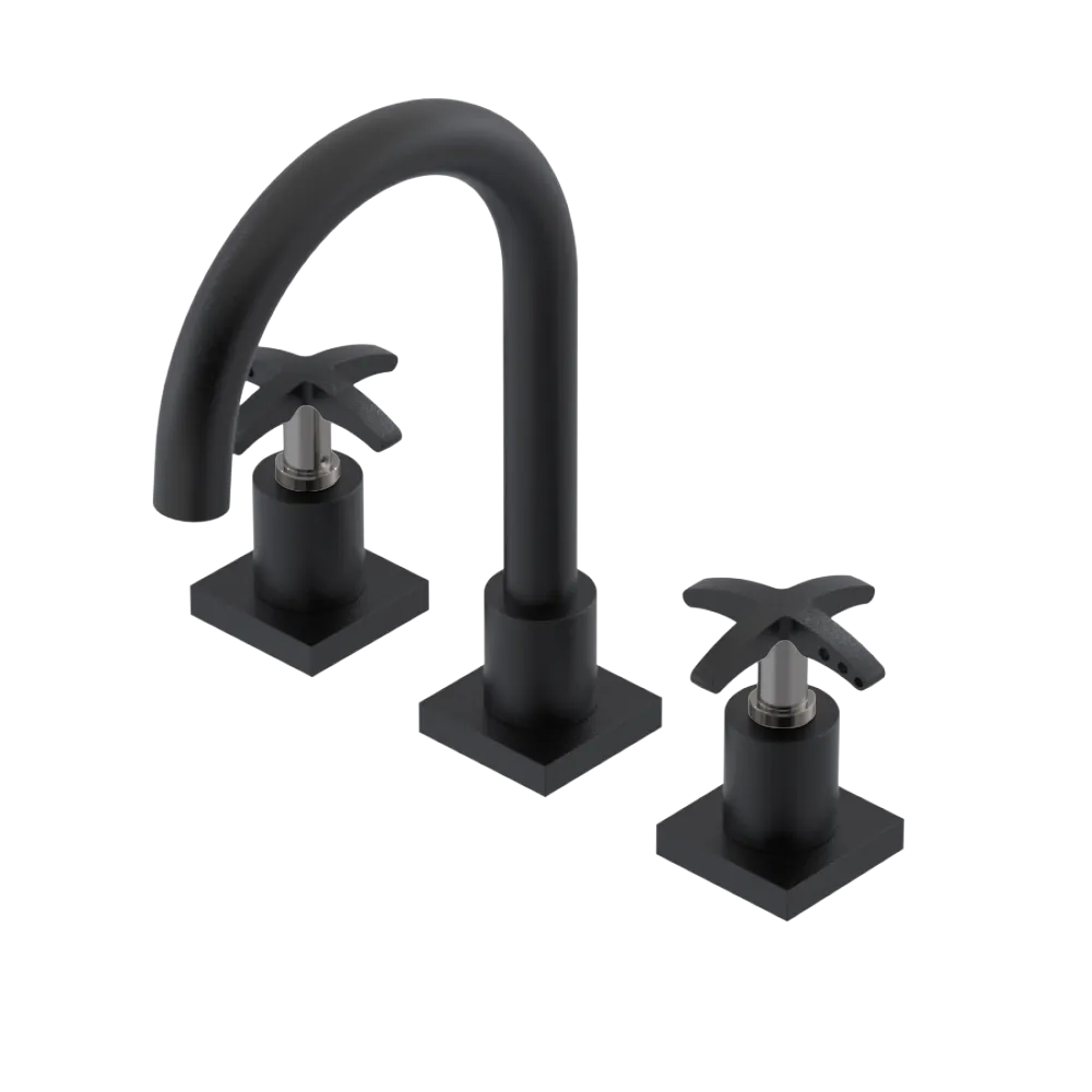 Rubinet Widespread Lav. Set. (less drain) Matt Black