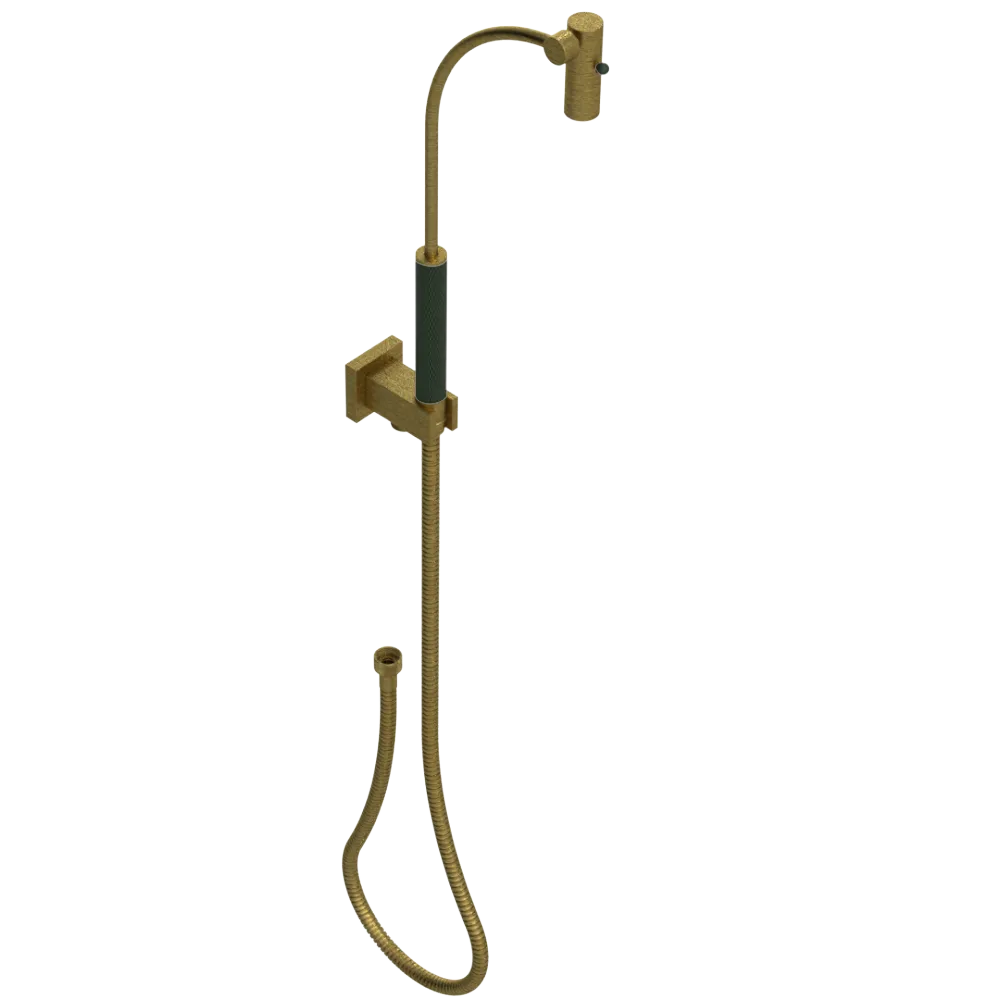 Rubinet Hand Held Shower Bidet with Extended Reach & Dual Function Spray Including Wall Bracket with Supply & Hose (Square) Antique Brass Matt