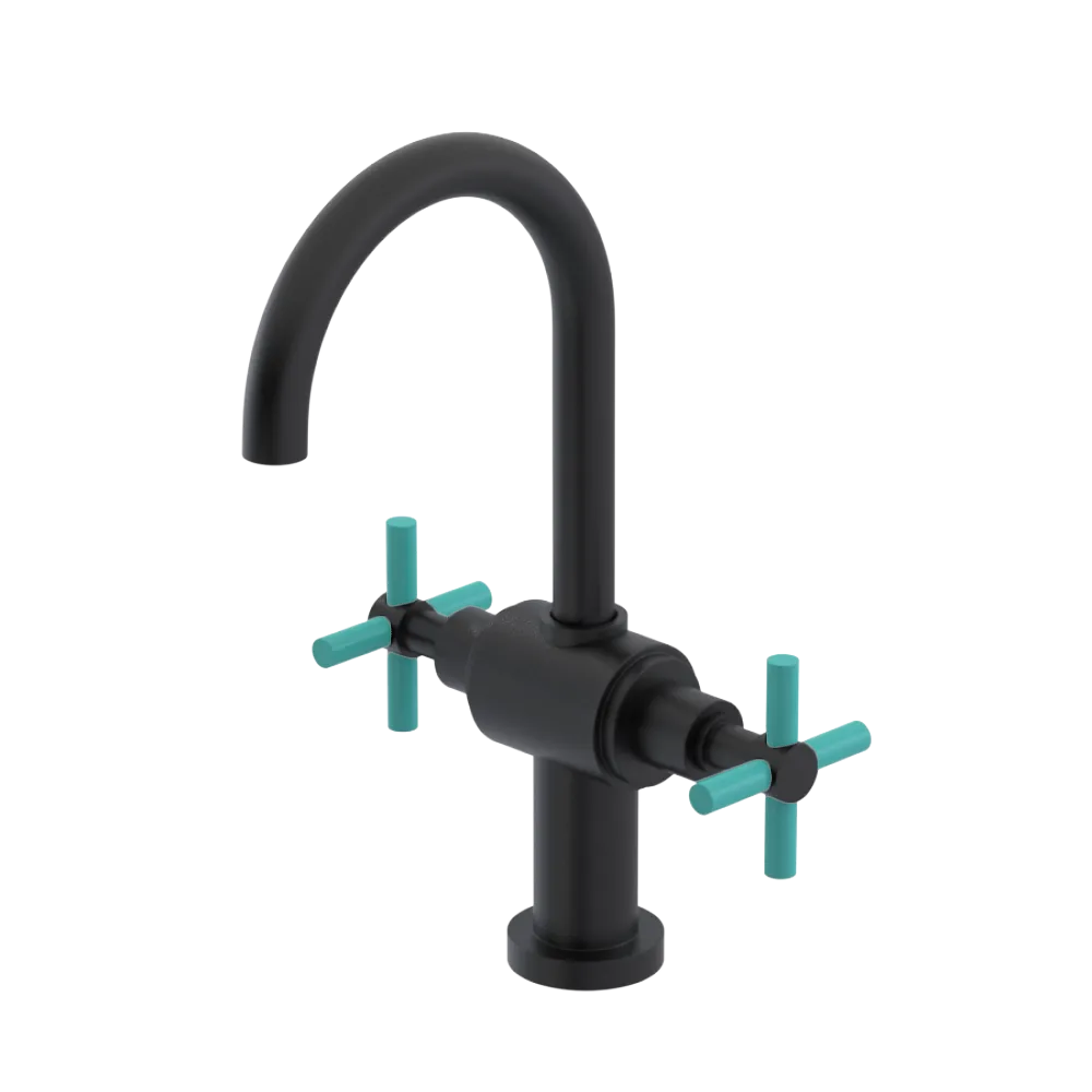 Rubinet Single Hole Dual Handle Lav. Set with LaSalle Spout (less drain) Matt Black