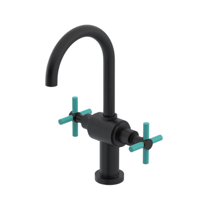 Rubinet Single Hole Dual Handle Lav. Set with LaSalle Spout (less drain) Matt Black