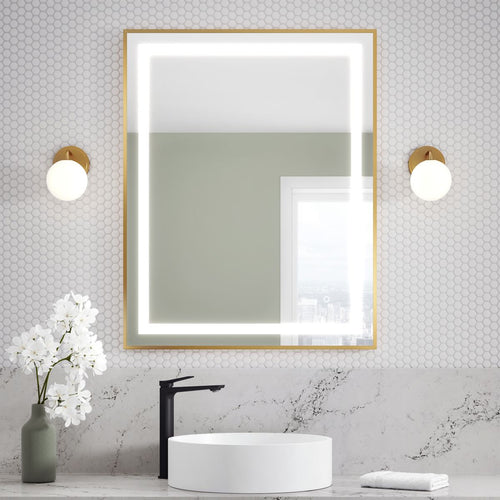 KALIA EFFECTLED-illuminated bathroom mirror - 30" x 38" - Brushed gold