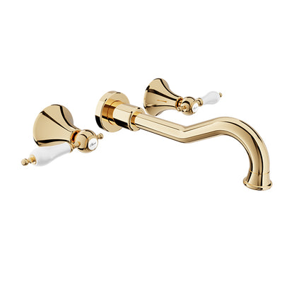 Baril Two handles wall-mounted lavatory faucet, drain not included