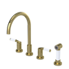 Rubinet Widespread Kitchen Set with Hand Spray Natural Brass