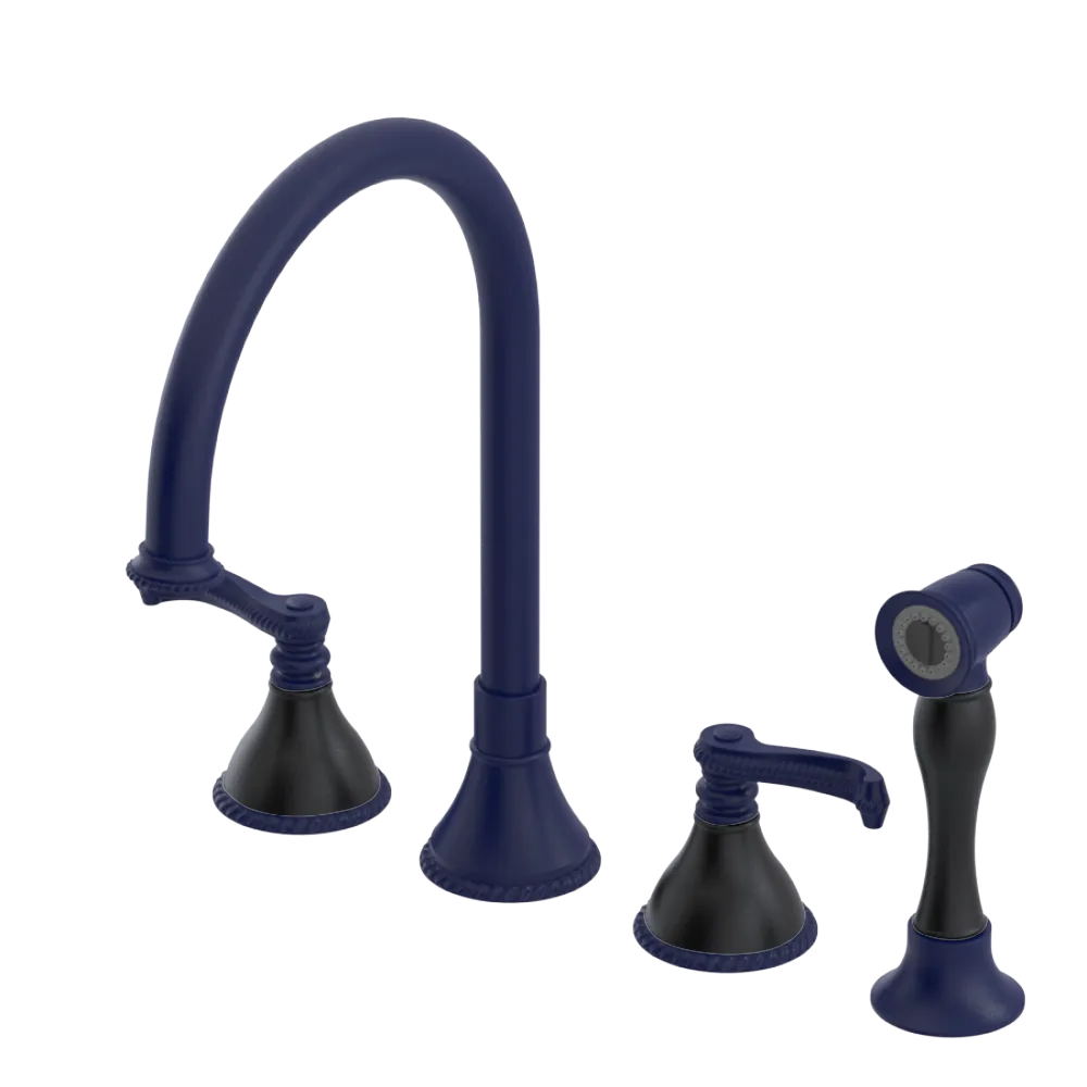 Rubinet Widespread Kitchen Set with Hand Spray Midnight Blue