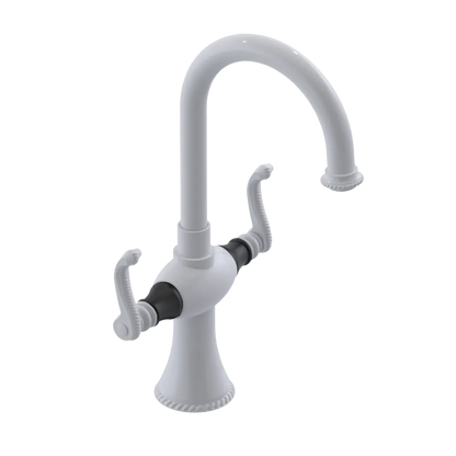 Rubinet Single Hole Dual Handle Lav. Set. (less drain) White