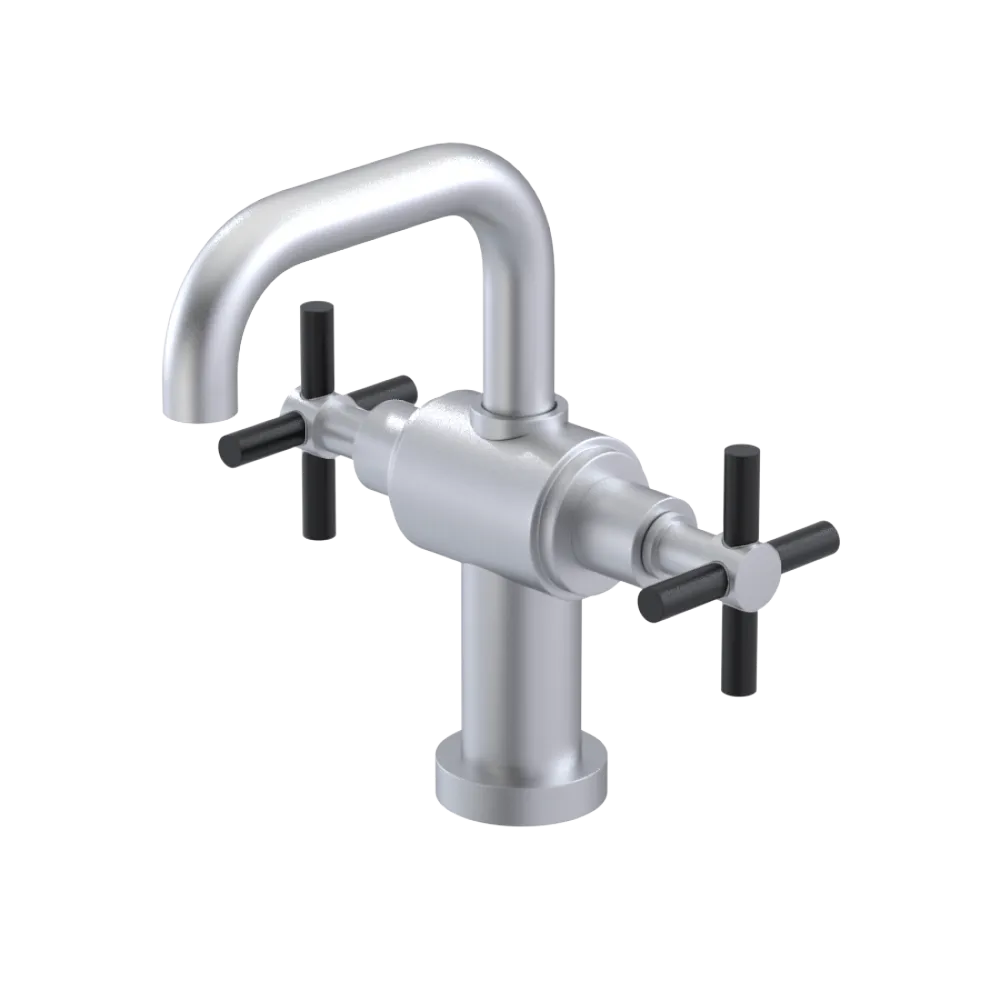 Rubinet Single Hole Dual Handle Lav. Set. (less drain) Satin Chrome