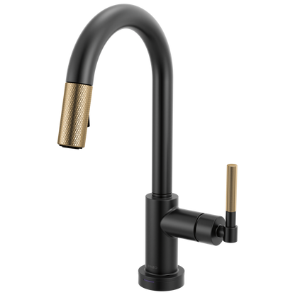 Brizo Smarttouch Pull Down Prep Faucet With Arc Spout Knurled Handle