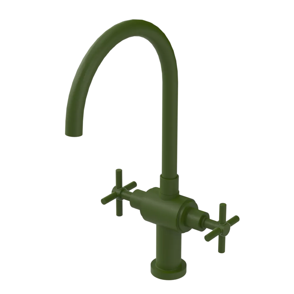 Rubinet Two Handle Single Hole Kitchen Set with LaSalle Spout Green Envy