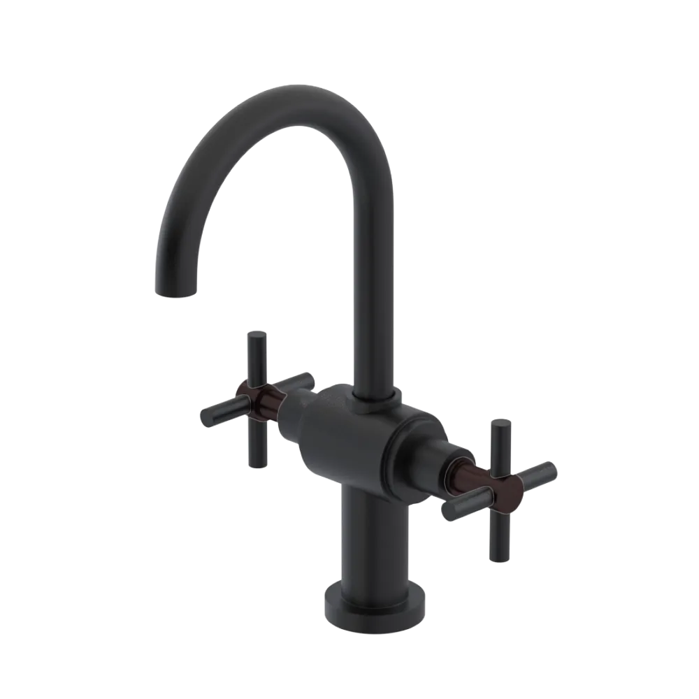 Rubinet Single Hole Dual Handle Lav. Set with LaSalle Spout (less drain) Matt Black