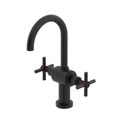 Rubinet Single Hole Dual Handle Lav. Set with LaSalle Spout (less drain) Matt Black