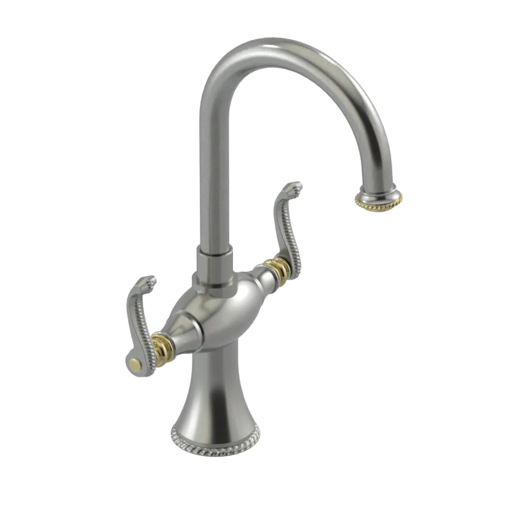 Rubinet Single Hole Dual Handle Lav. Set. (less drain) Satin Nickel