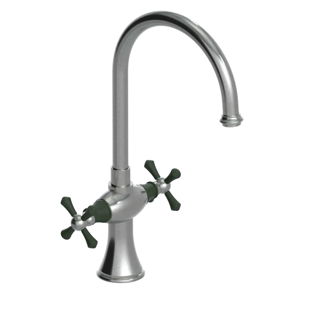 Rubinet Two Handle Single Hole Kitchen Set Satin Nickel